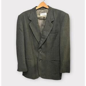 Louis Raphael Mens Blazer Green & Dark Blue 2 Button Ventless 100% Wool Size 42L